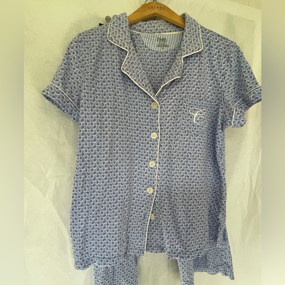 Chaps Ralph Lauren Paisley Women's M Light Blue short sleeve  pants Preowned